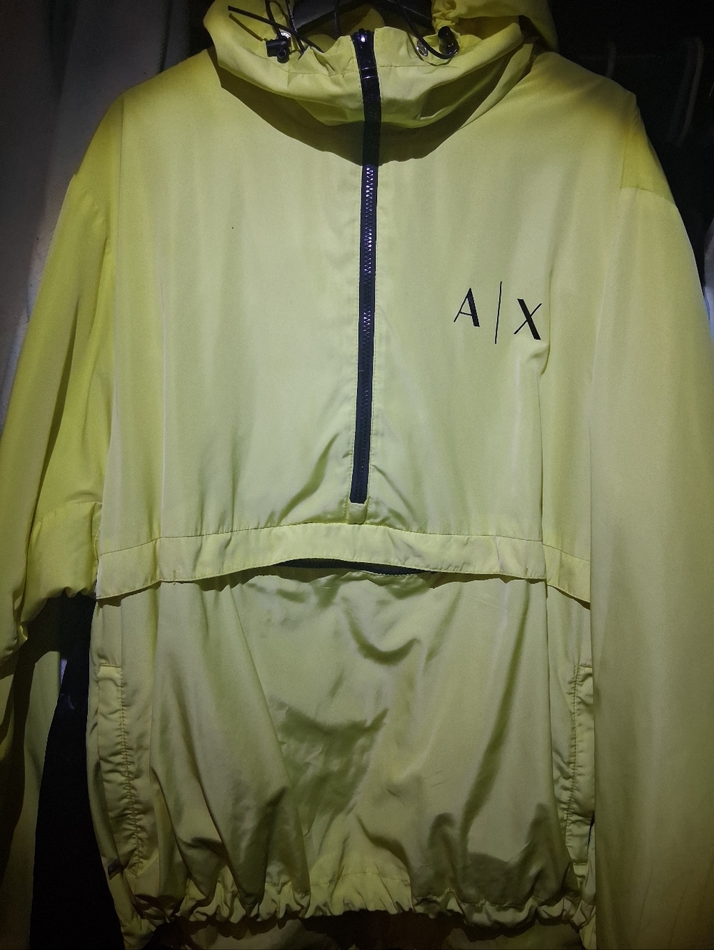 Armani Exchange Neon Yellow Hooded 1/4 Zip Jacket Xxl Excellent Condition